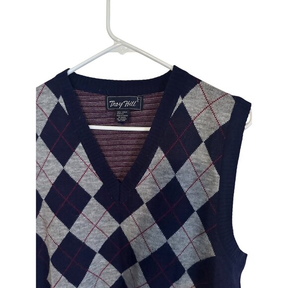 Troy Hill Argyle black gray and red sweater vest size L - Picture 7 of 7